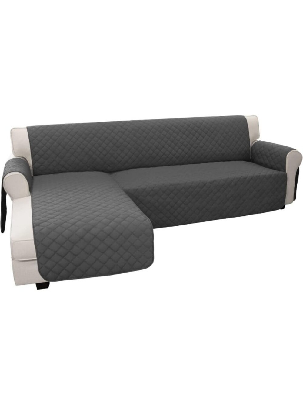 Reversible X-Large L-Shape Sectional Couch Cover - Dark Gray, Easy Care